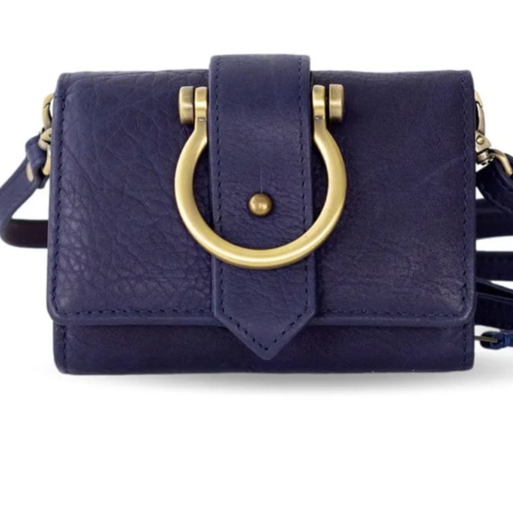 Sapahn FELIX CROSSBODY WALLET - Navy Raw Leather